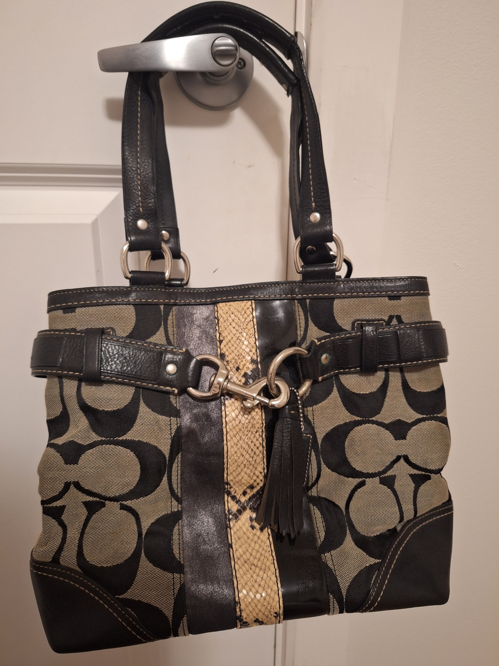 Coach Monogram Canvas & Leather Tote Bag